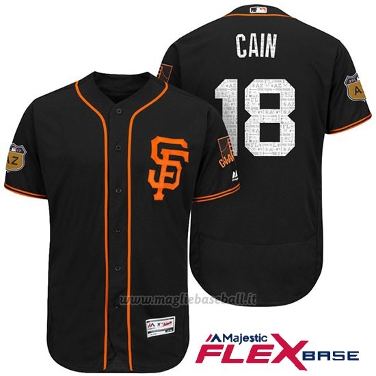Maglia Baseball Uomo San Francisco Giants Matt Cain San Francisco Nero 2017 Allenamento Primaverile Flex Base Giocatore